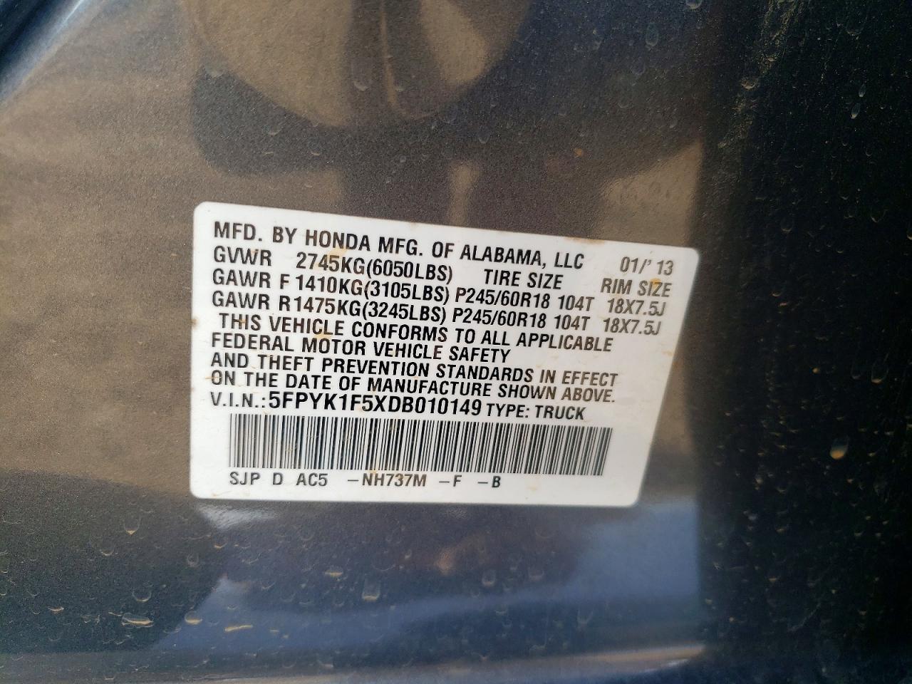 2013 Honda Ridgeline RTL