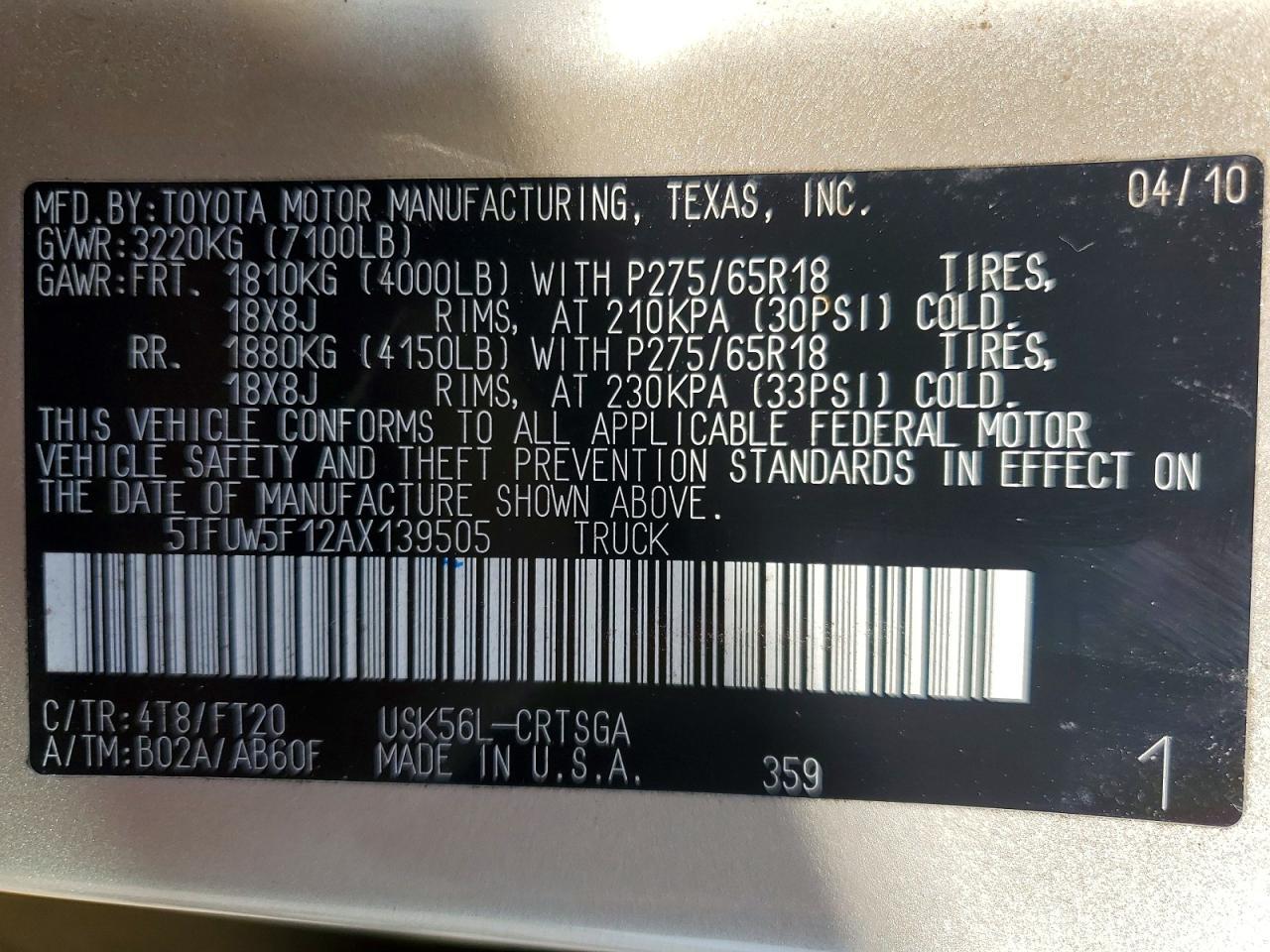 2010 Toyota Tundra Grade