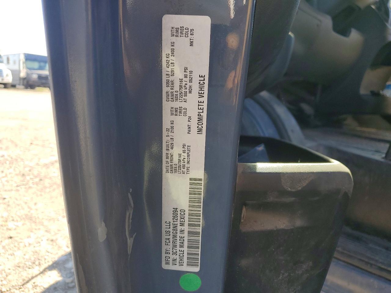 2022 Dodge RAM Promaster 3500 Delivery Truck