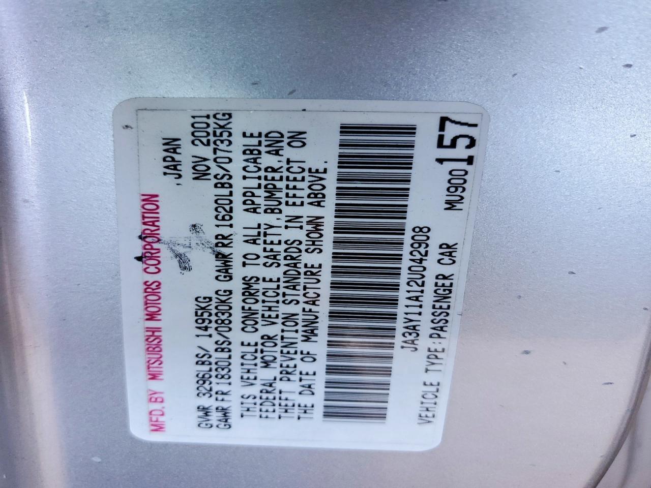 2002 Mitsubishi Mirage de