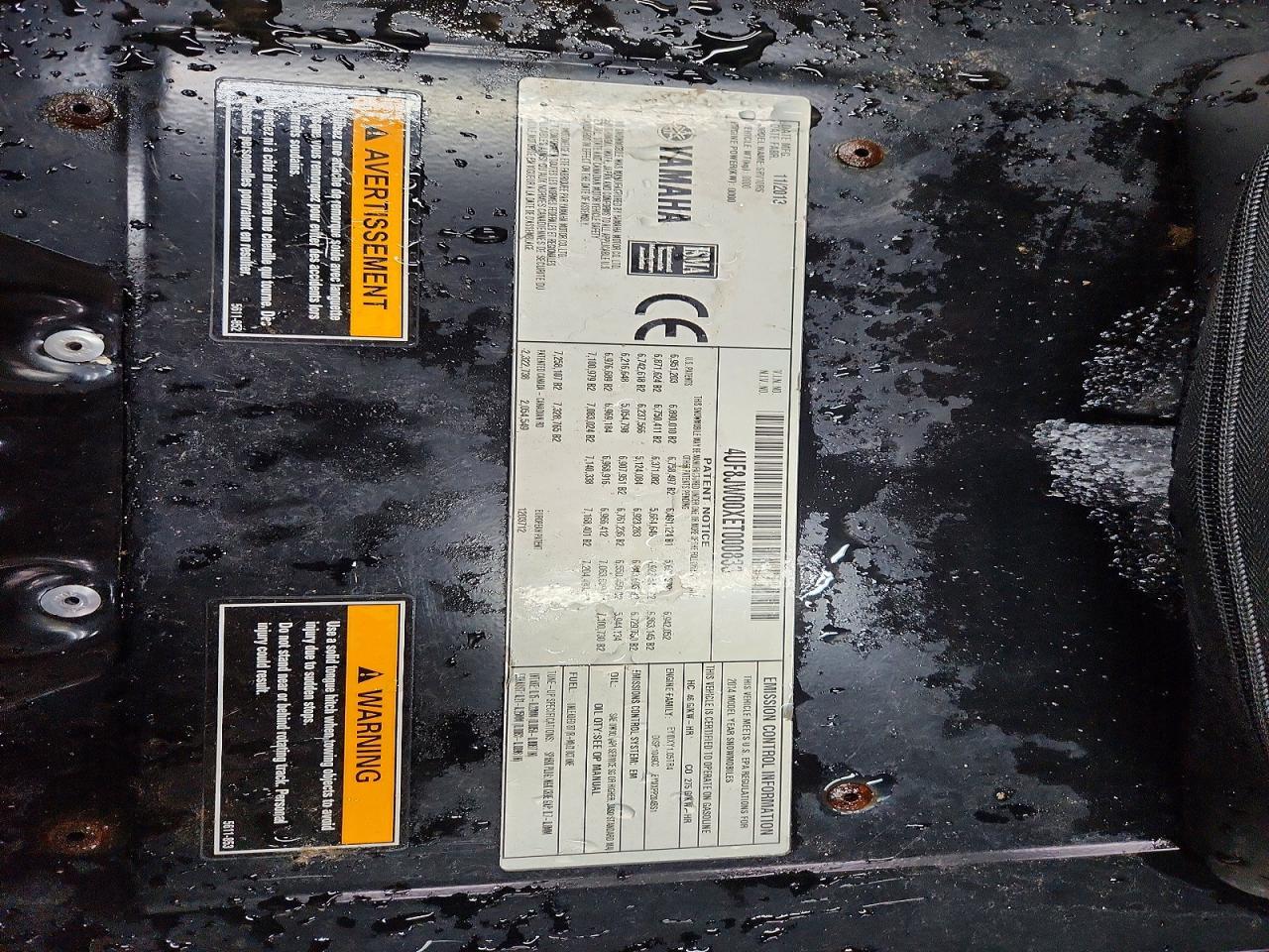 2014 Miscellaneous Equipment 2014 Yamaha Snowmobile