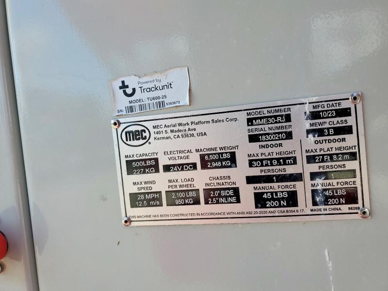 2023 MEC NME30-RJ Vertical Lift