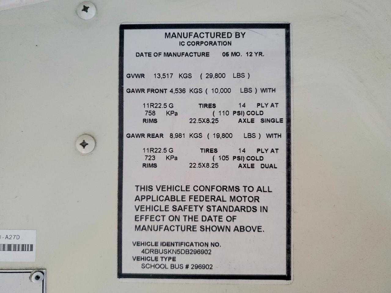 2013 Ic Corporation CE Series School-School Bus