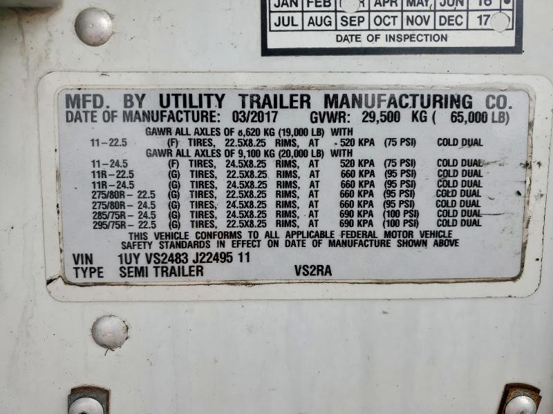 2018 Utility VS2RA Refrigerated Van Trailer