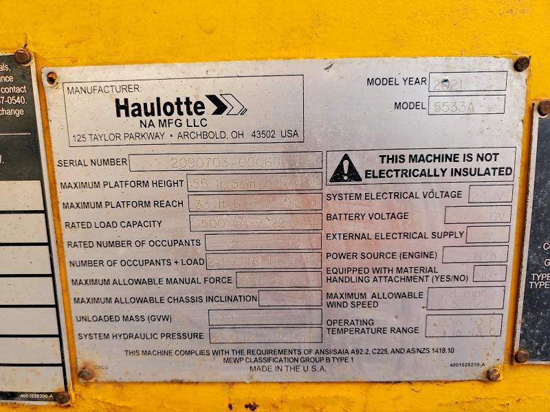 2021 Haulotte 5533A Boom Lift