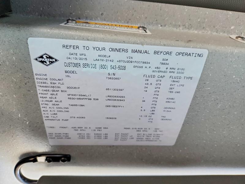 2015 Spartan Motors Metro Star Fire Truck