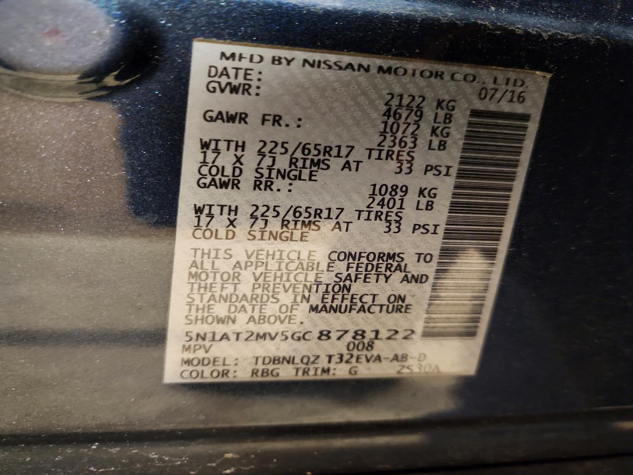 2016 Nissan Rogue sv