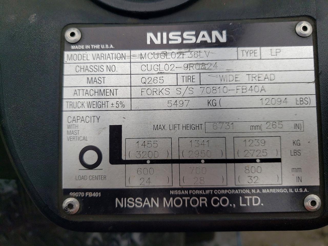 2005 Nissan MCUGL02136LV Forklift