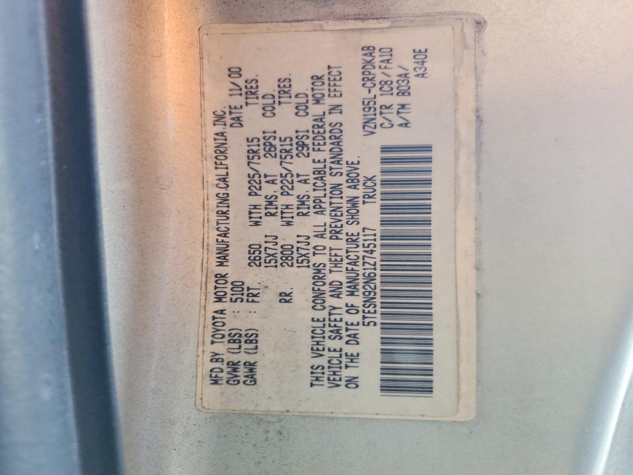 2001 Toyota Tacoma Prerunner V6