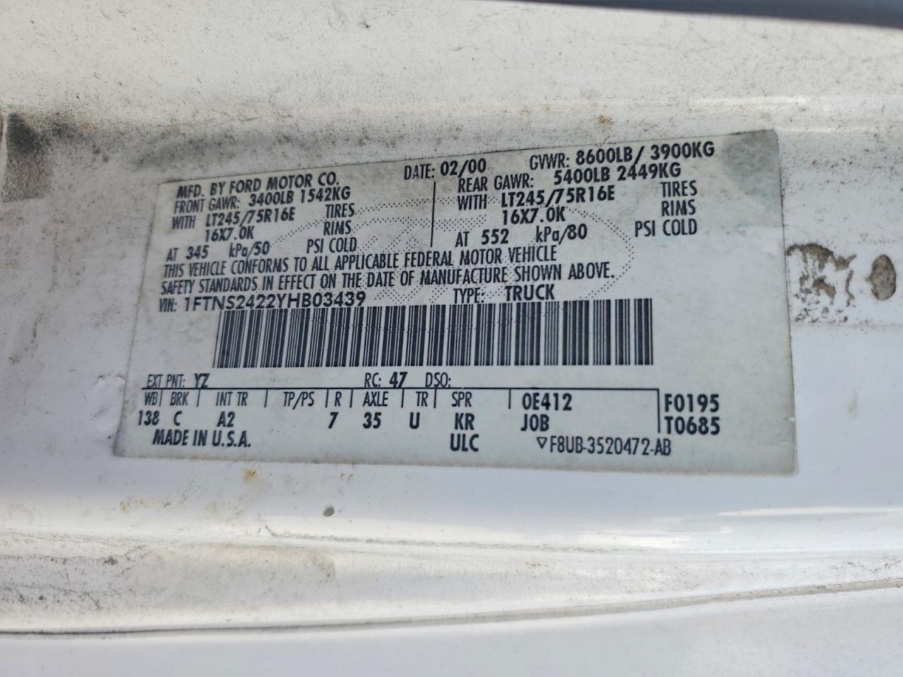2000 Ford E250 Delivery Van
