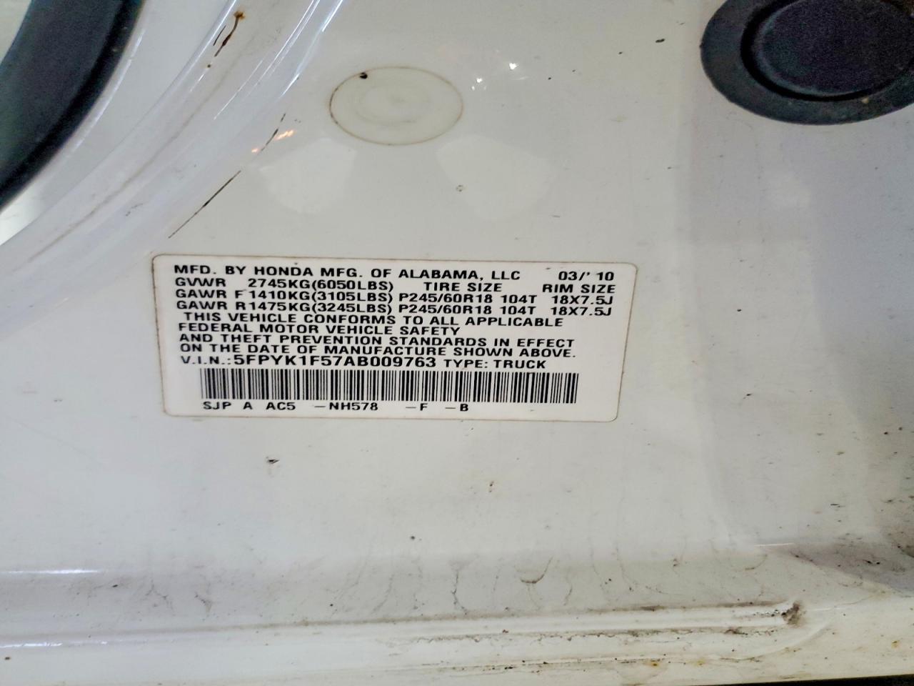 2010 Honda Ridgeline RTL