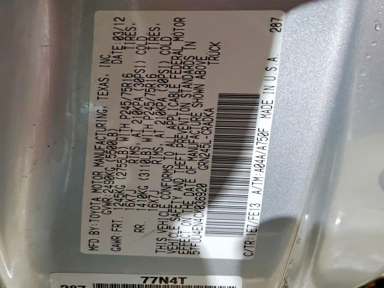 2012 Toyota Tacoma V6