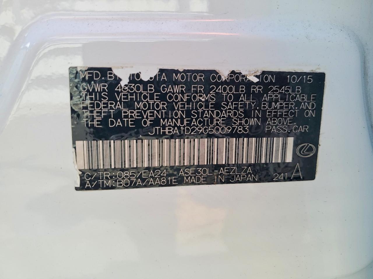 2016 Lexus Is 200t Base