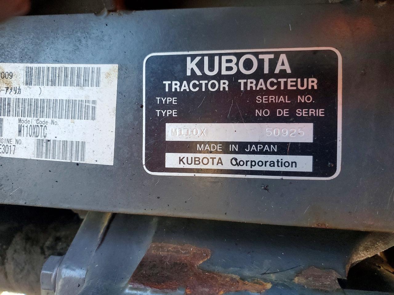 2011 Kubota M110XDTC Farm Tractor-Tractor