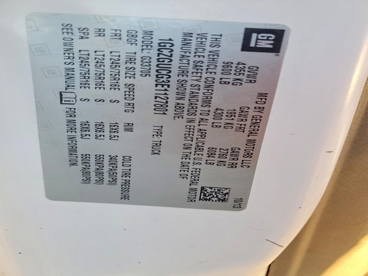 2014 Chev Rolet Express 3500 Cargo Delivery Van