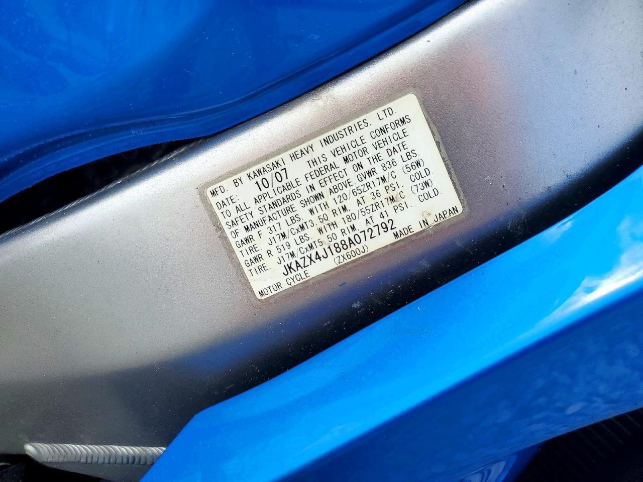 2008 Kawasaki ZX600 J1