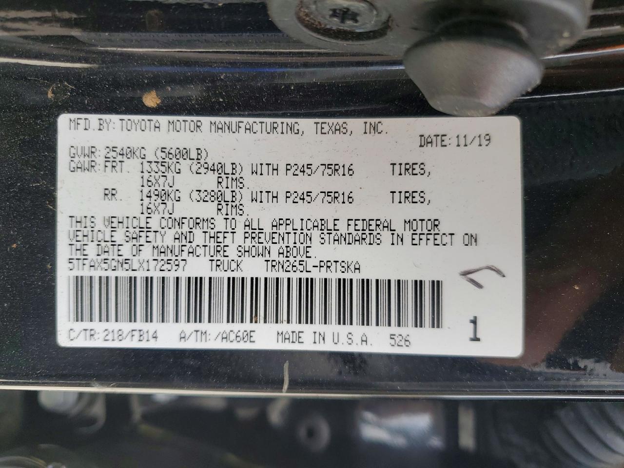 2020 Toyota Tacoma SR