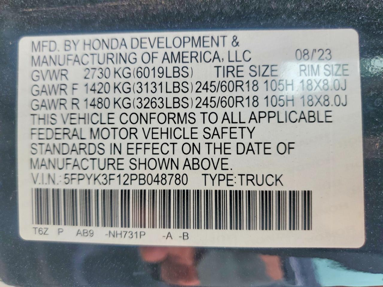 2023 Honda Ridgeline Sport