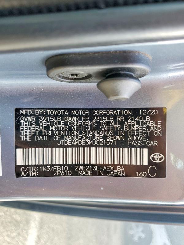 2021 Toyota Corolla Hybrid le