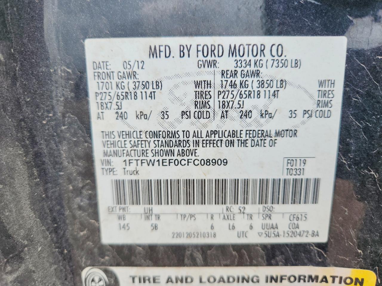 2012 Ford F150 Supercrew