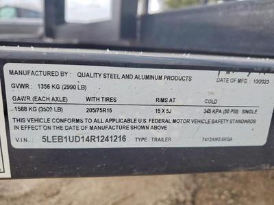 2024 Quality Steel 7412an3.5ksa Utility Trailer
