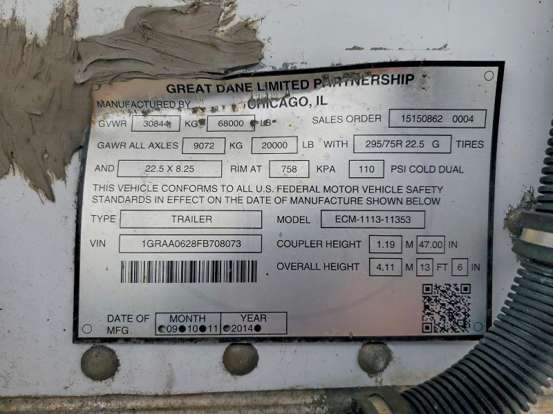 2015 Great Dane ECM-1113-11353 Refrigerated Van Trailer