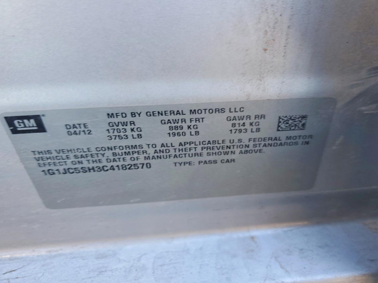 2012 Chevrolet Sonic lt