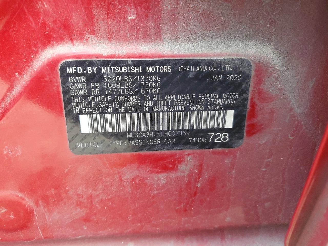 2020 Mitsubishi Mirage es