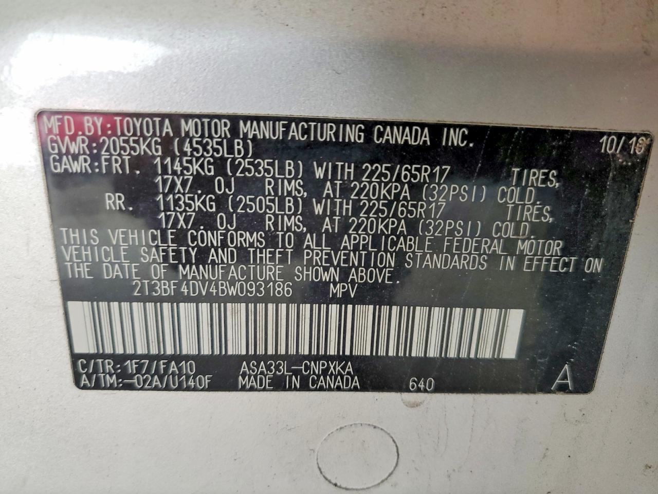 2011 Toyota Rav4 Base