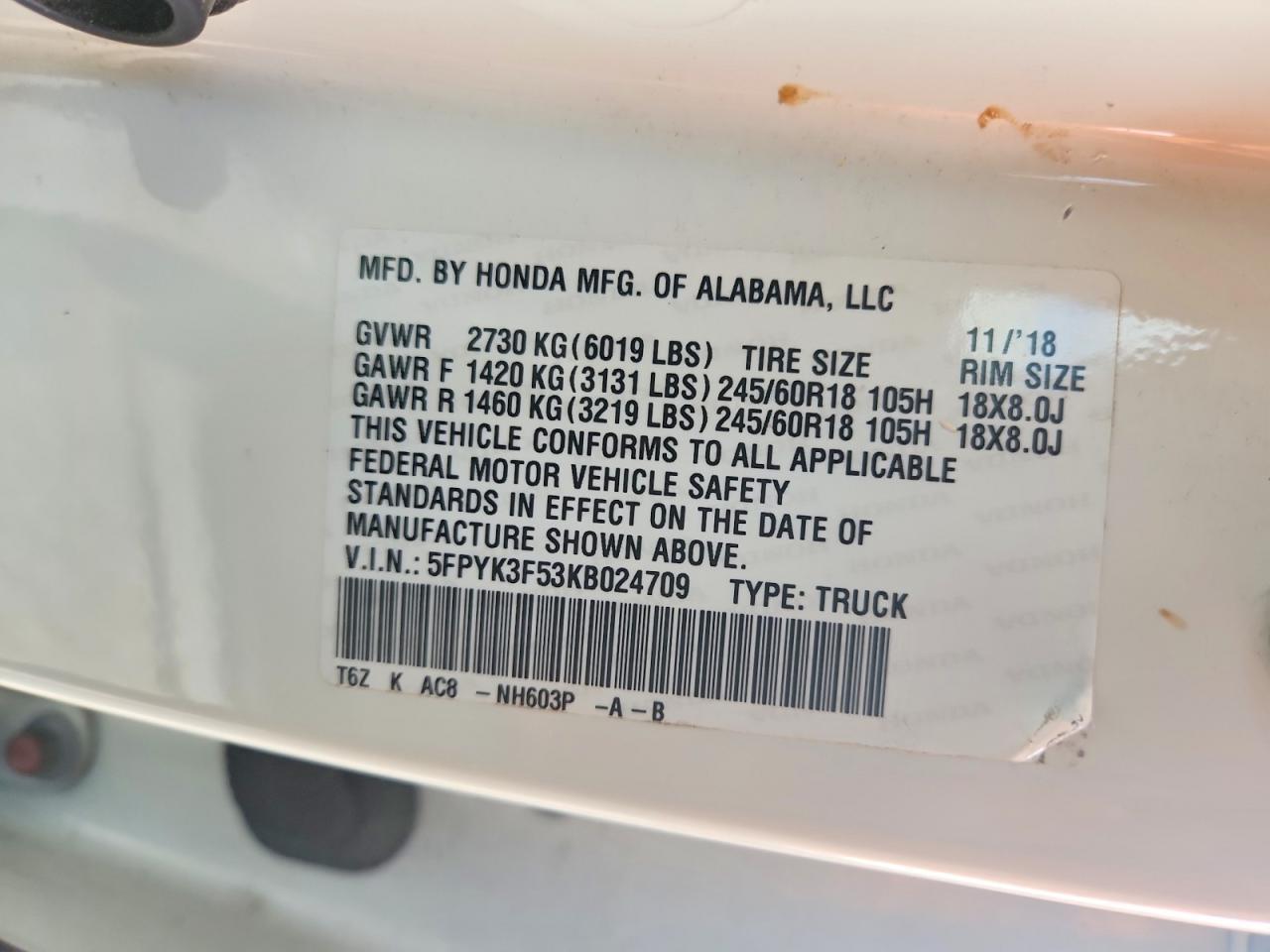2019 Honda Ridgeline RTL