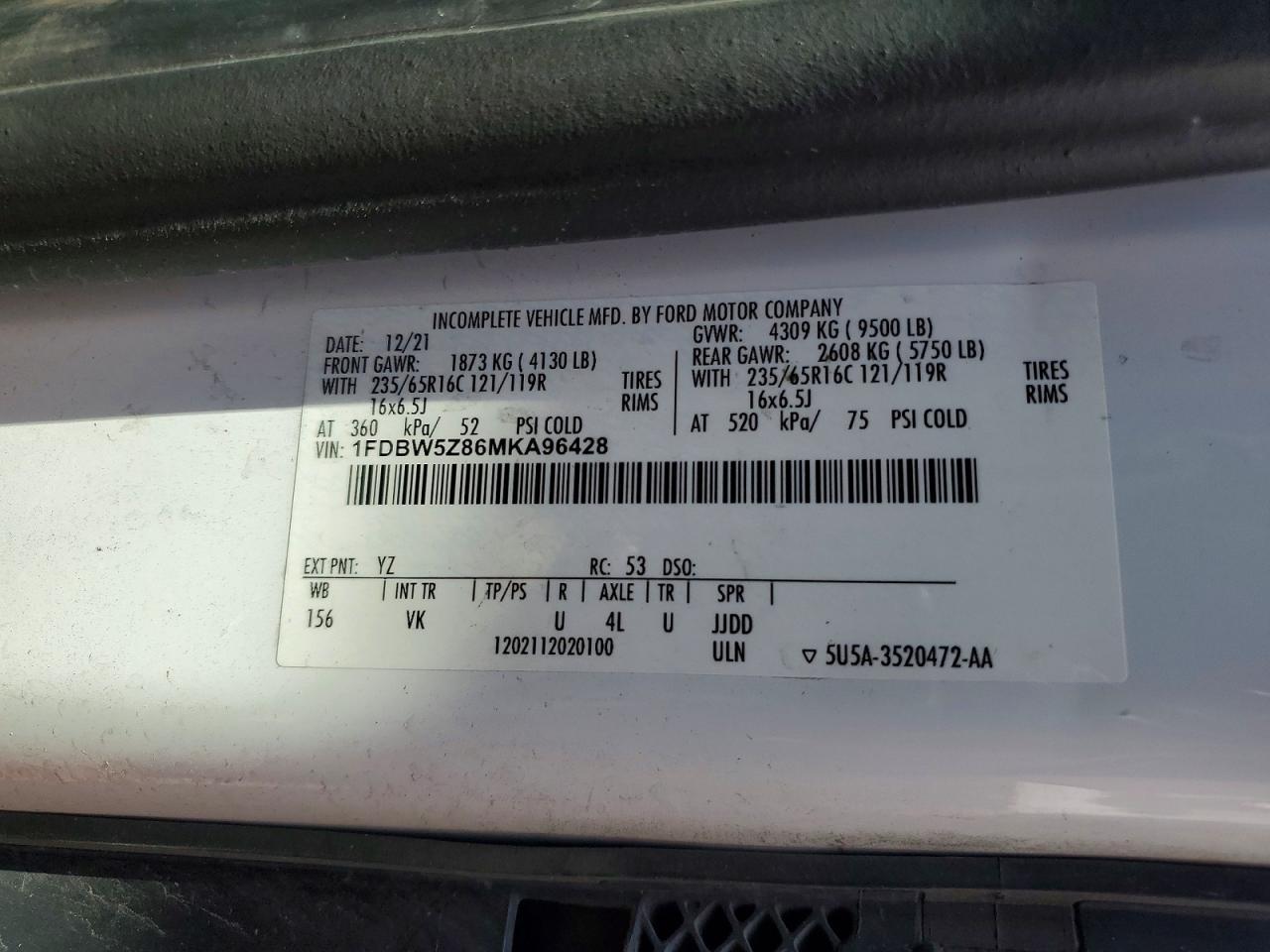 2021 Ford Transit Delivery Truck