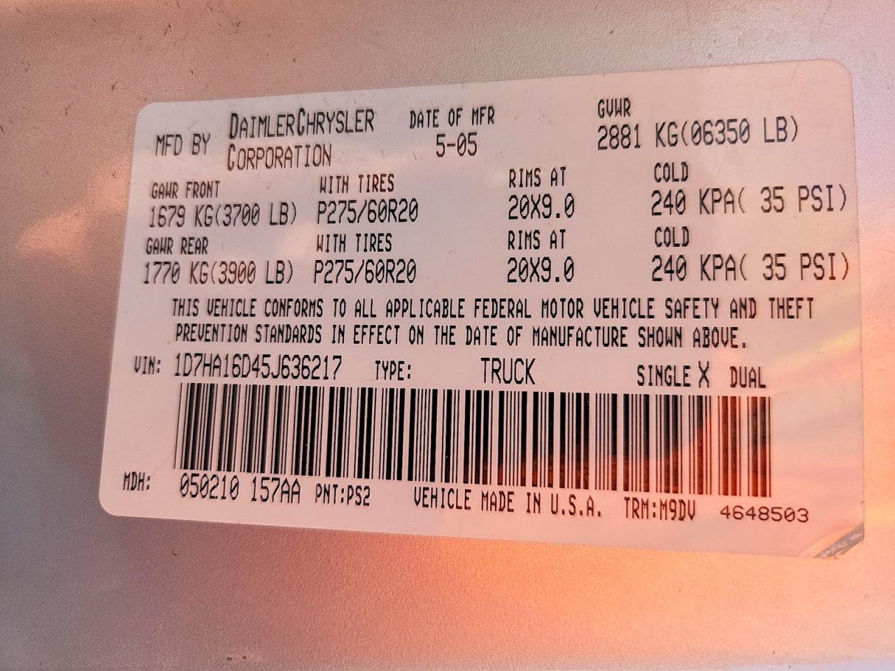 2005 Dodge RAM 1500 ST