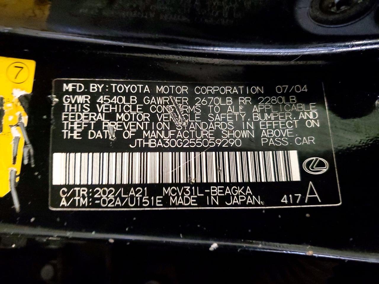 2005 Lexus Es 330 Base