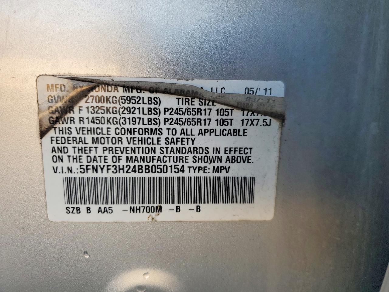 2011 Honda Pilot lx
