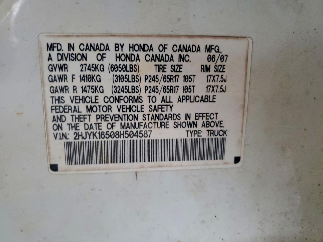 2008 Honda Ridgeline RTL