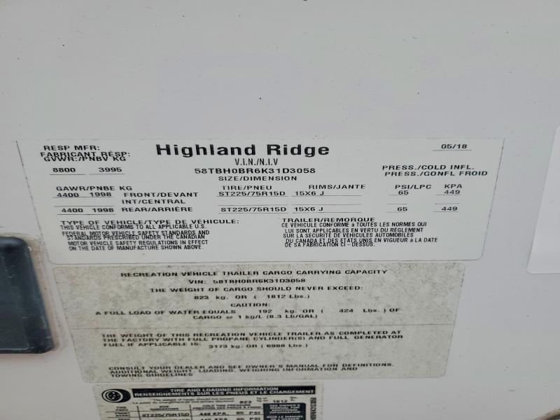 2019 Highland Ridge Mesa Ridge Camper