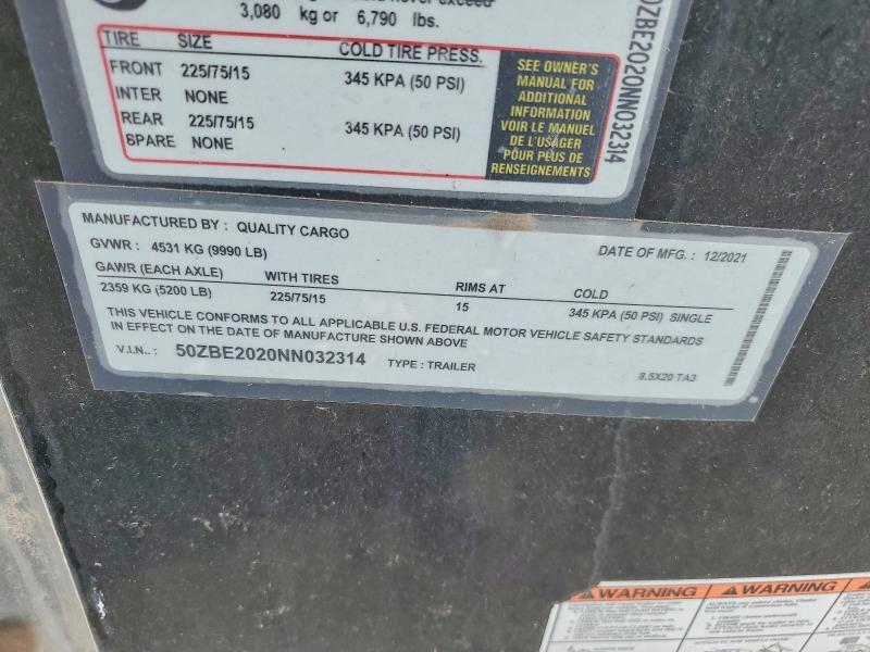 2022 Quality Cargo 8.5x20 TA3 Enclosed Cargo Trailer