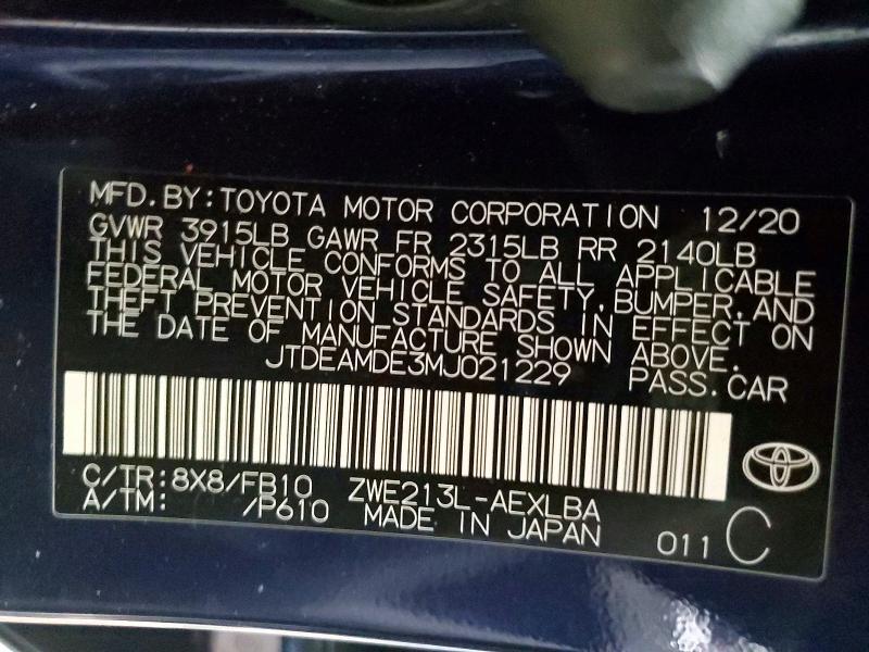 2021 Toyota Corolla Hybrid le