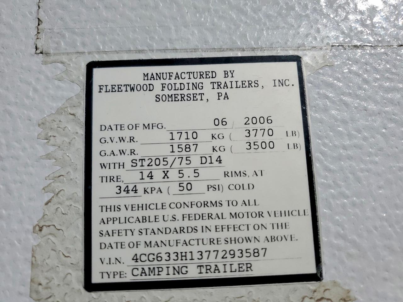 2007 Fleetwod Recreational Vehicle (RV)