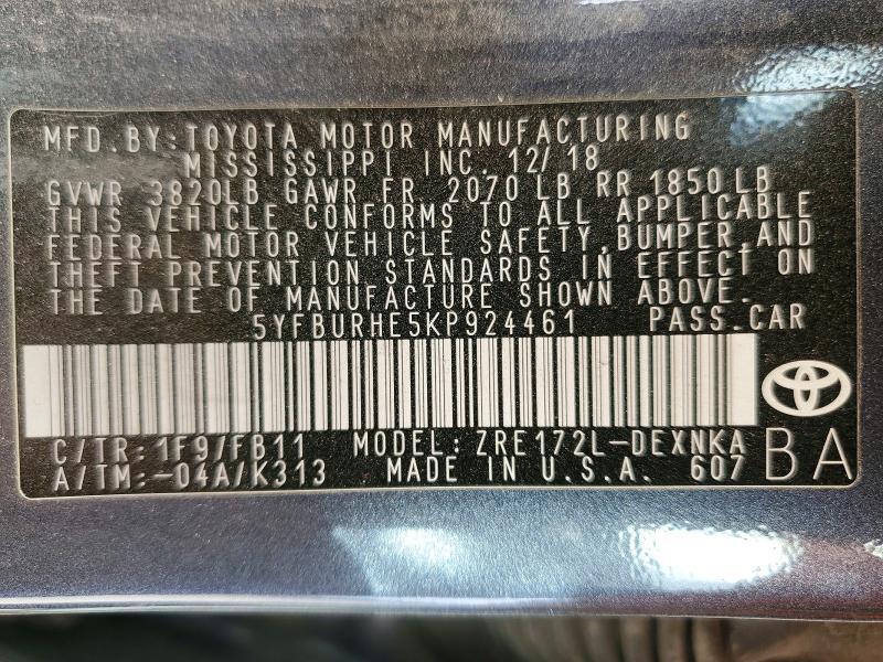 2019 Toyota Corolla le