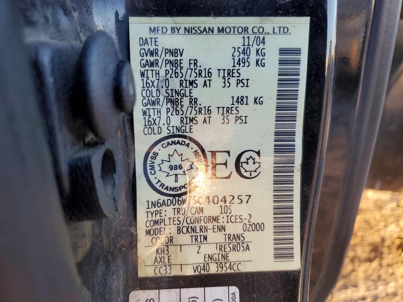 2005 Nissan Frontier SE