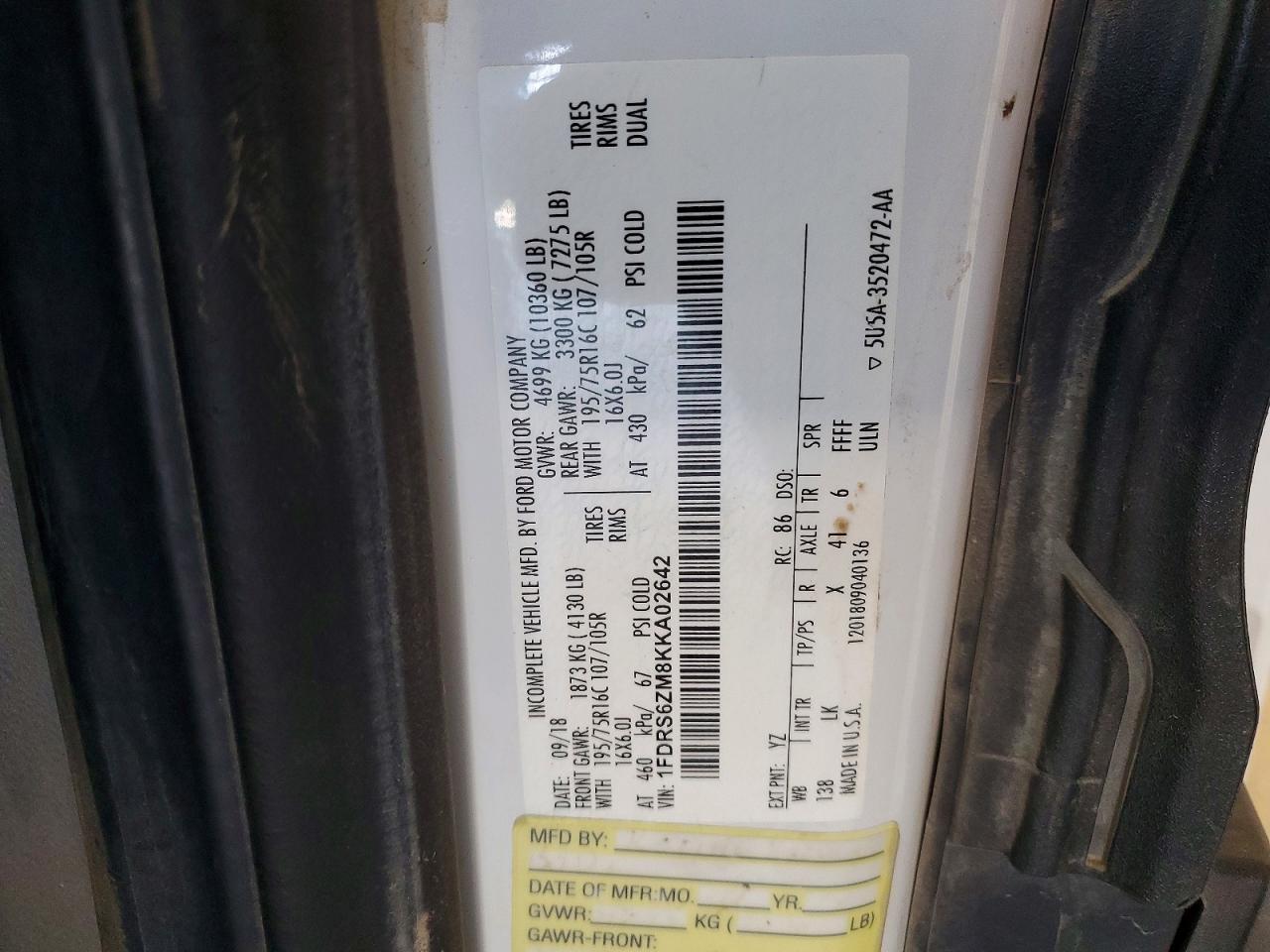 2019 Ford Transit T-350 HD Utility / Service Truck