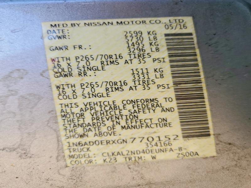 2016 Nissan Frontier sv