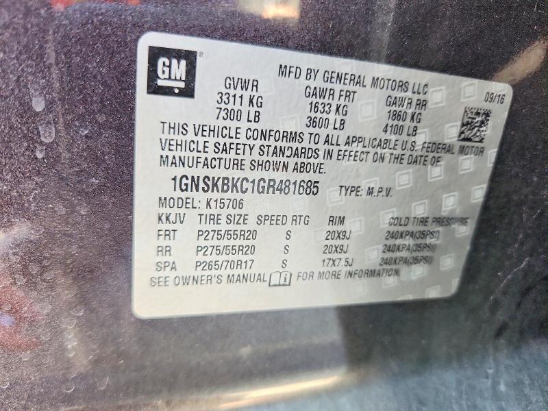 2016 Chevrolet Tahoe K1500 lt