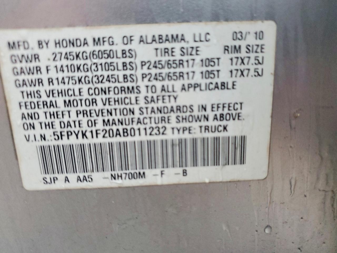 2010 Honda Ridgeline RT