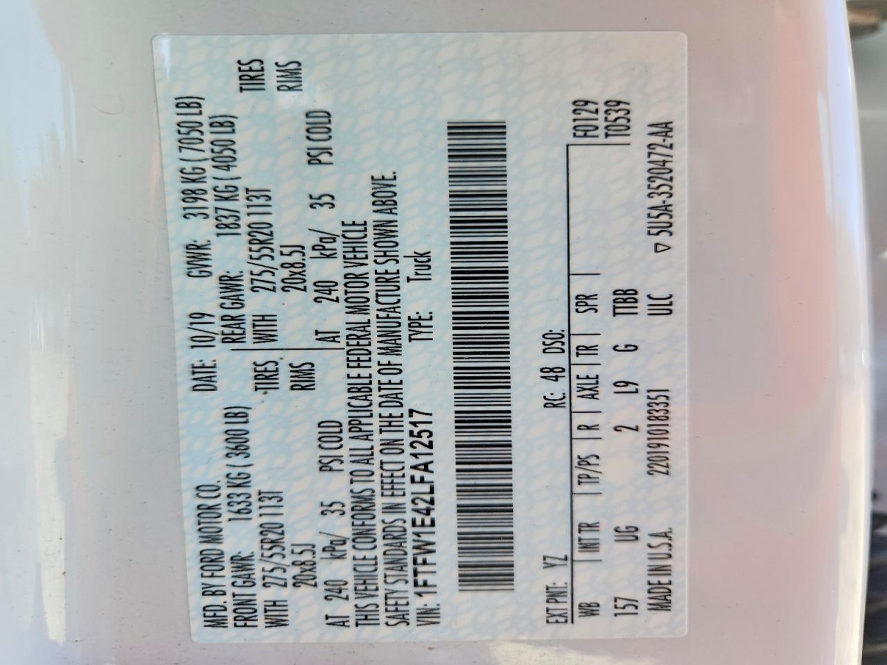 2020 Ford F150 Supercrew