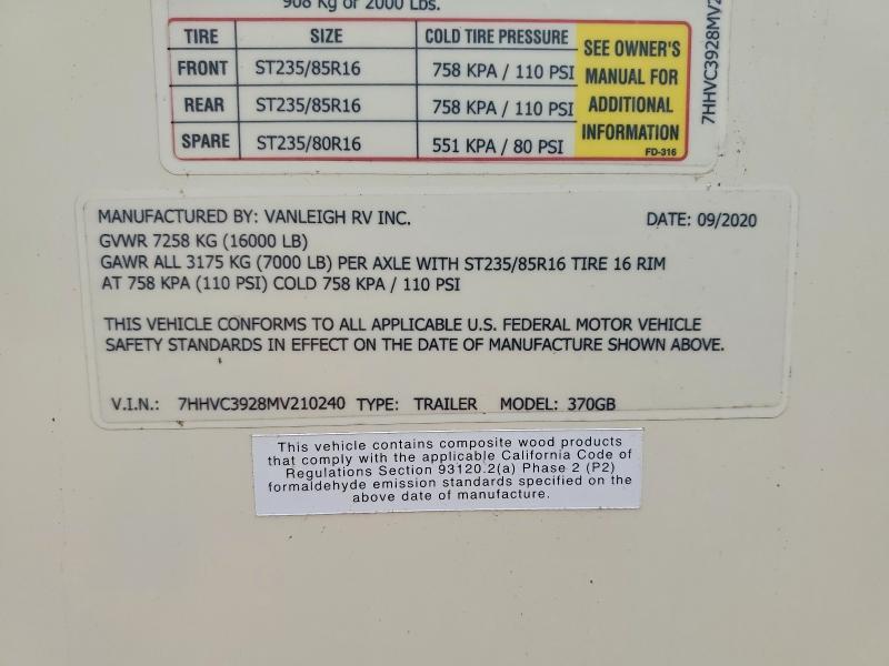 2021 Vanleighrv 2021 Vanleigh RV Vilan 370GB Camper