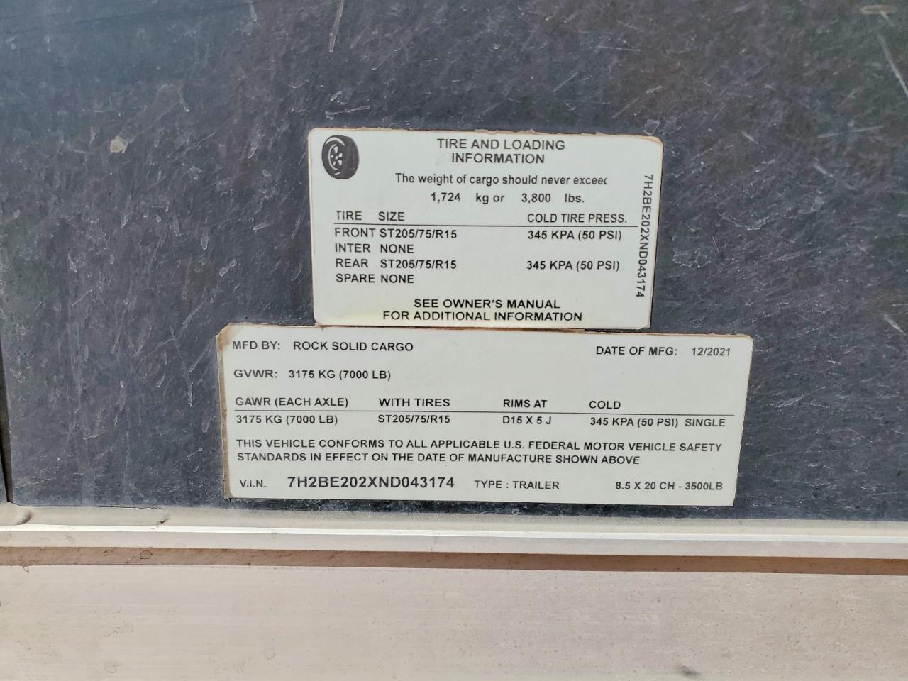 2022 Rock Solid Carg O 8.5X20CH Enclosed Cargo Trailer