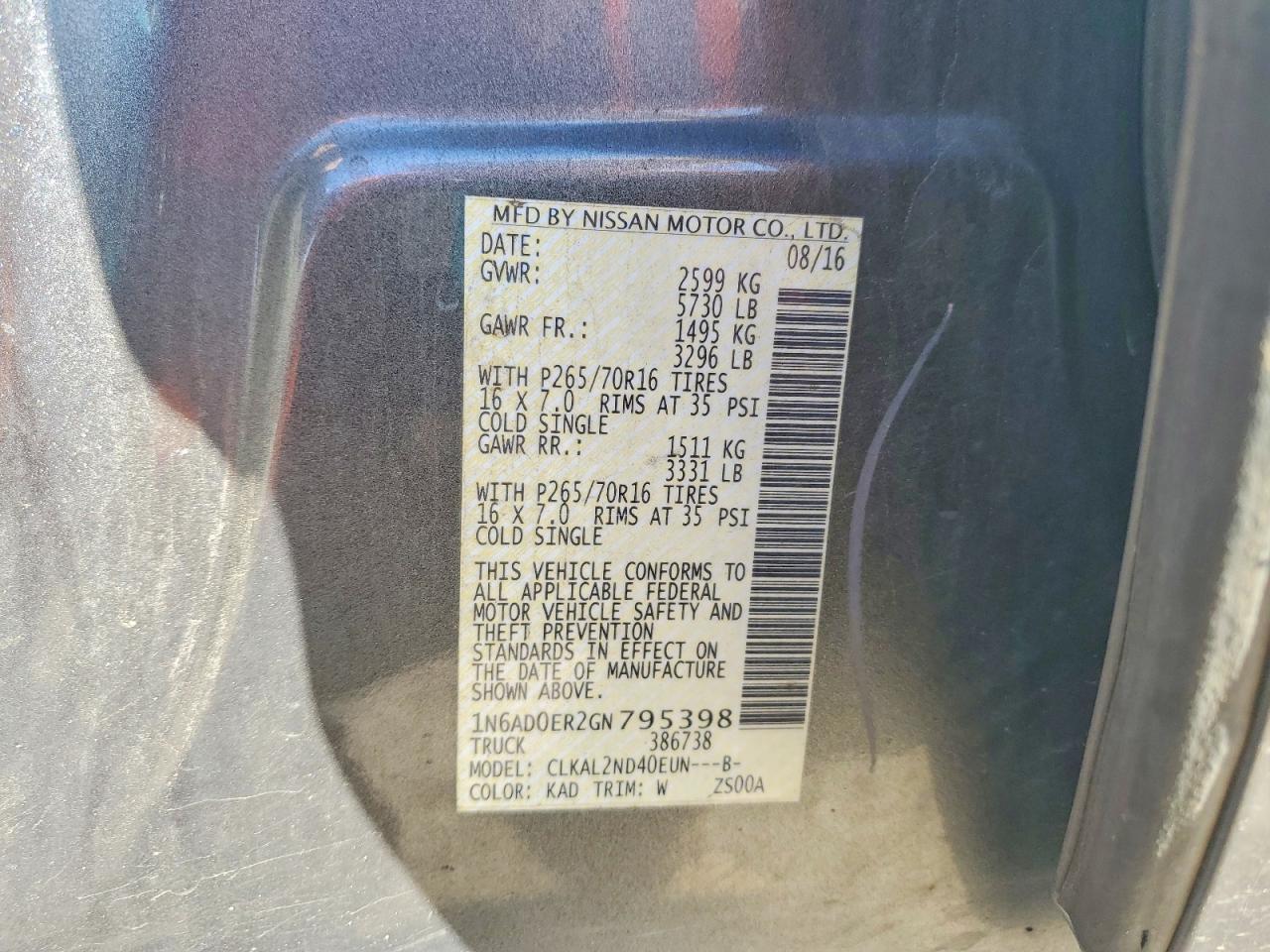 2016 Nissan Frontier SV