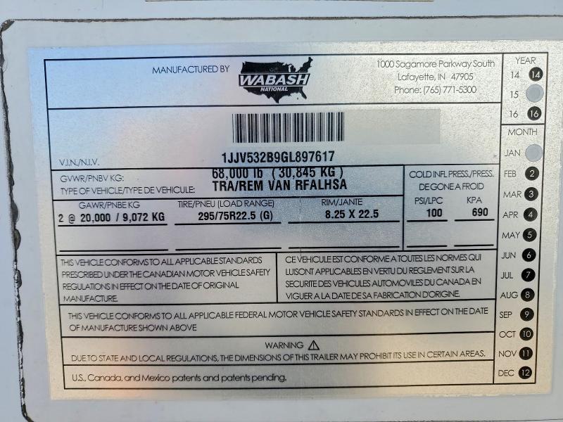2016 Wabash Rfalhsa Refrigerated van Trailer